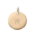 Pendentif plaqué or médaille 12mm gravure alphabet w Pendentif plaqué or médaille 12mm gravure alphabet w
