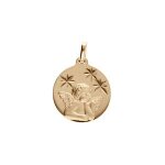 Pendentif plaqu or mdaille 15mm diamant toile avec ange
