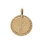 Pendentif plaqu� or m�daille 16mm avec arbre de vie contour diamant�