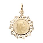 Pendentif plaqué or médaille vierge avec contour dentele Pendentif plaqué or médaille vierge avec contour dentele