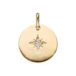 Pendentif plaqu or rond 15mm toile oxyde blanc serti