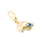 Pendentif plaqu or  tendres dauphins  turquoise