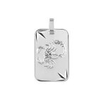 Pendentif zodiaque plaque gi scorpion argent rhodi diamant toile