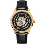Pierre lannier automatic montre homme acier dor? cuir noir 326c033
