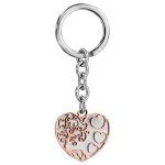 Porte clef acier coeur et arbre de vie pvd rose
