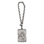 Porte clef argent massif saint - christophe rectangulaire viel argent