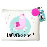 Promotion ! porte - monnaie 'lama mania' blanc (lama' licieuse ! ) - 11. 5x10 cm