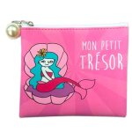 Promotion ! porte - monnaie 'sir�nes' rose (mon petit tr�sor) - 11. 5x10 cm
