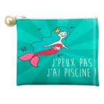 Promotion ! porte - monnaie 'sir�nes' turquoise (j'peux pas, j'ai piscine ! ) - 11. 5x10 cm