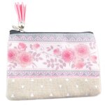 Promotion ! porte - monnaie tissu vintage 'liberty' rose beige - 12. 5x9 cm