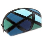 Porte - monnaie zipp cuir 'mundi' bleu vert