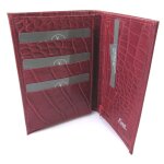 Promotion ! portefeuille cuir 'frandi' rouge croco (cartes + )