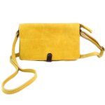 Promotion ! sac artisanal cuir 'soleil du sud' jaune vintage (multi - compartiments) - 26x17x4 cm