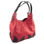 Promotion ! sac artisanal cuir 'soleil du sud' rouge noir - 38x30x13. 5 cm