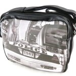 Sac bandouli�re 'police' noir blanc vintage