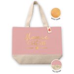Promotion ! sac cabas toile 'mamie chrie' rose beige - 52x38 cm