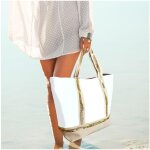 Promotion ! sac cabas toile sequins 'scarlett' ivoire beige - 52x38 cm
