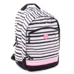 Promotion ! sac � dos double 'milky kiss' blanc noir rose (rayures) - 45x28x20 cm