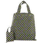 Sac shopping d'appoint 'petits pois' vert noir - 39x33 cm