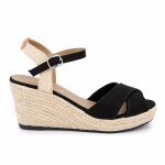 Sandales talon compens� textile en paille noir t36 - 41 femme tom tailor - 40