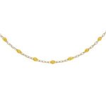 Sautoir argent et dorure jaune olives rsine jaune transparent 60 + 10cm