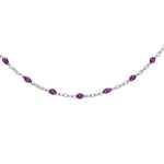 Sautoir argent rhodi� olives r�sine violet transparent 70cm