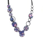 Sautoir créateur arlequin bleu rose Sautoir créateur arlequin bleu rose