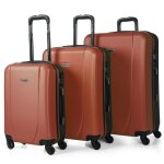 Set de 3 valises de voyage rigides 4 roues trolley abs. rsistantes et lgres. poigne 2 anses et cadenas. ...