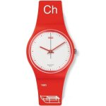 Swatch schwiizitude unisex 34mm bracelet silicone rouge quartz montre gr168