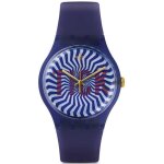 Swatch ti - ock homme 41mm bracelet silicone violet quartz montre suon119