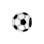 Thabora charms acier ballon de foot rsine noir et blanc