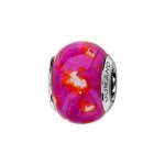 Thabora charms coulissant argent rhodié verre de murano rose motif coeur Thabora charms coulissant argent rhodié verre de murano rose motif coeur