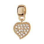 Thabora charms coulissant plaqué or coeur plat suspendu avec pierres blanches Thabora charms coulissant plaqué or coeur plat suspendu avec pierres blanches