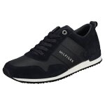 Tommy hilfiger iconic leather suede mix runner - hommes baskets sneakers chaussures noir fm0fm00924 - ...