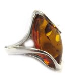Les trsors de lily [n2584] - bague argent 'inspiration' ambre cognac (rhodi)