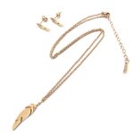 Les trsors de lily [p5056] - parure collier boucles acier &navajos& dor ros (gold pink)(plumes)