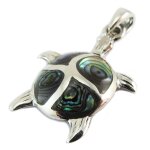 Les trsors de lily [q5681] - pendentif argent artisanal 'tortue' bleu argent - 20x20 mm