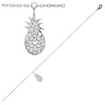 Les trsors de lily [q8099] - chaine cheville argent 'ananas' argent (rhodi) - 25 cm 15x8 mm