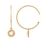 Les tr�sors de lily [q9133] - cr�oles plaqu� or 'cleapatra' pierre de lune dor� - 28 mm, 9x9 mm (tournesol) ...