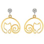 Les trsors de lily [q9392] - boucles d'oreilles artisanales argent 'chat en boule' ros argent (rhodi) ...