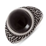 Les trsors de lily [r0707] - bague homme argent 'thorgal' onyx argent (rhodi) - 15x13 mm