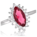 Les trsors de lily [r0711] - bague argent 'victorina' rubis blanc argent (rhodi) - 15x9 mm