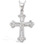 Les trsors de lily [r1678] - pendentif argent 'croix' blanc argent (rhodi) - 22x17 mm