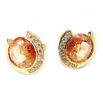 Les trsors de lily [g9353] - boucles plaqu or 'sissi' ambre