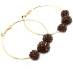 Les trsors de lily [m0674] - croles 'sissi' strass marron  5 cm