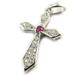 Les trsors de lily [m1765] - pendentif argent 'croix' rubis blanc