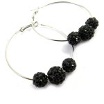Les trsors de lily [m1872] - croles 'sissi' strass noir  5 cm