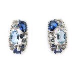 Les trsors de lily [m5558] - demi - croles argent 'sissi' bleu (12x8 mm)