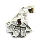 Les trsors de lily [m6518] - pendentif argent 'main fatma' grenat