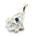 Les trsors de lily [m6519] - pendentif argent 'main fatma' saphir